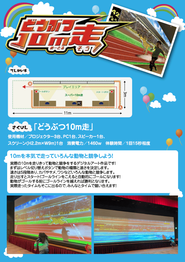 動物10m走の遊び方説明 アニメーションGIF